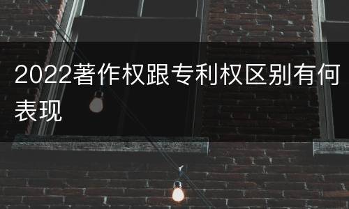2022著作权跟专利权区别有何表现