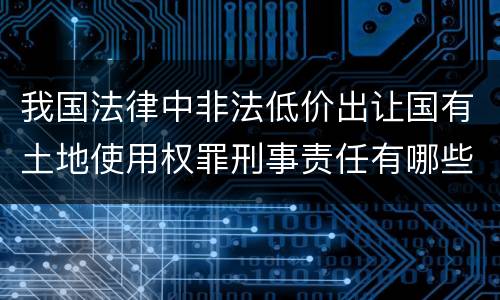 我国法律中非法低价出让国有土地使用权罪刑事责任有哪些