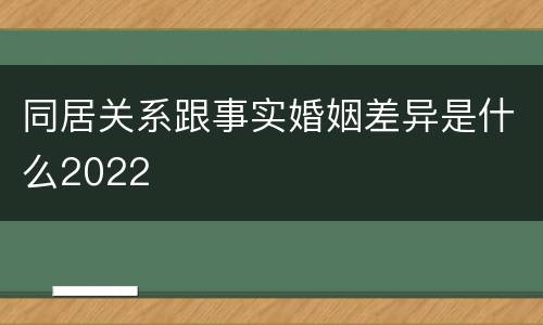 同居关系跟事实婚姻差异是什么2022