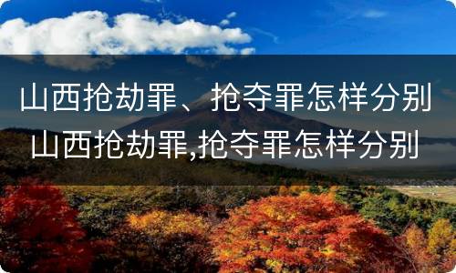 山西抢劫罪、抢夺罪怎样分别 山西抢劫罪,抢夺罪怎样分别判