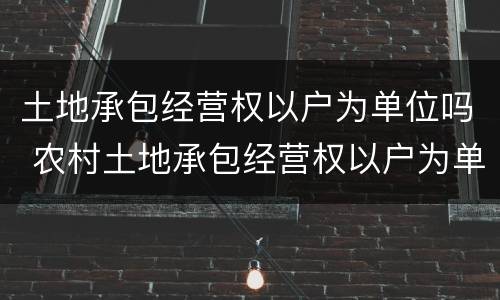 土地承包经营权以户为单位吗 农村土地承包经营权以户为单位
