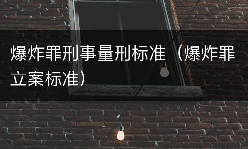 爆炸罪刑事量刑标准（爆炸罪立案标准）