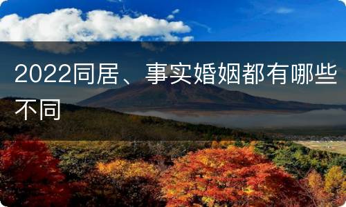 2022同居、事实婚姻都有哪些不同