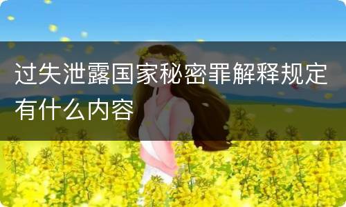 过失泄露国家秘密罪解释规定有什么内容