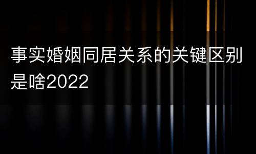 事实婚姻同居关系的关键区别是啥2022