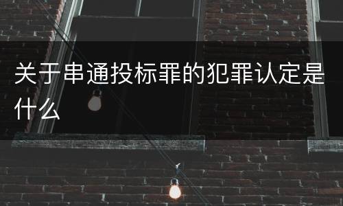 关于串通投标罪的犯罪认定是什么
