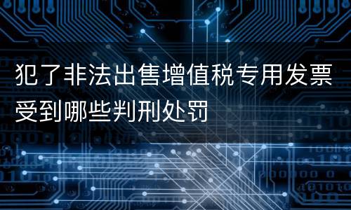 犯了非法出售增值税专用发票受到哪些判刑处罚