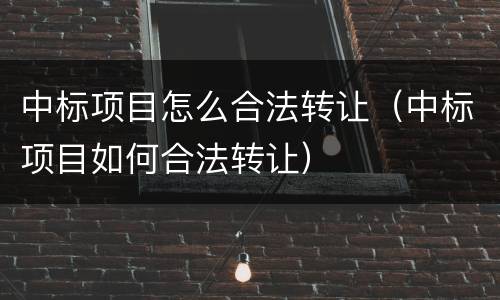 中标项目怎么合法转让（中标项目如何合法转让）