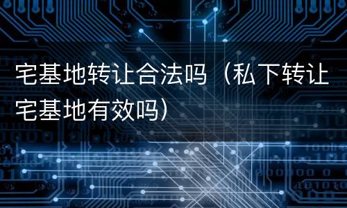 宅基地转让合法吗（私下转让宅基地有效吗）
