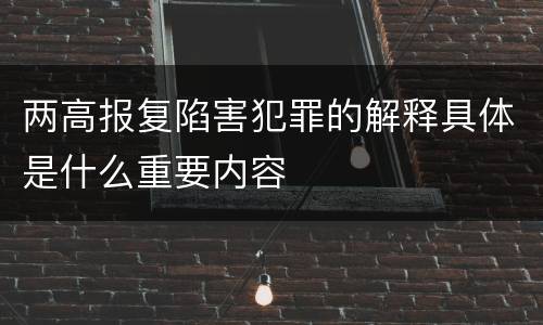 两高报复陷害犯罪的解释具体是什么重要内容