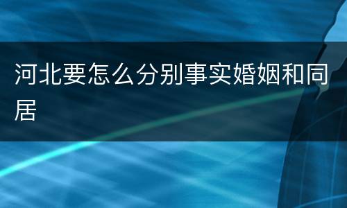 河北要怎么分别事实婚姻和同居