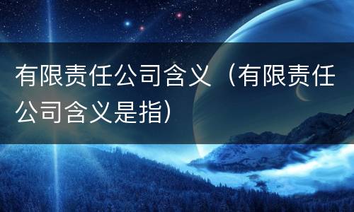 有限责任公司含义（有限责任公司含义是指）