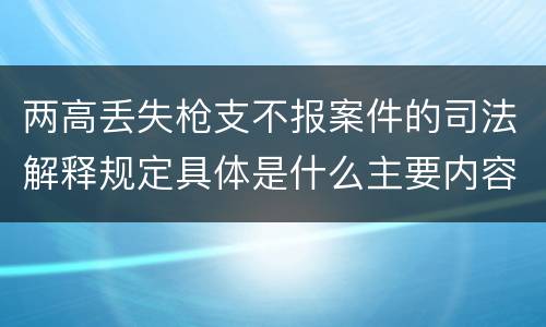 两高丢失枪支不报案件的司法解释规定具体是什么主要内容
