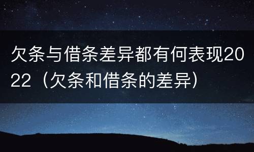 欠条与借条差异都有何表现2022（欠条和借条的差异）