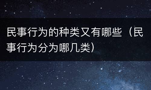 民事行为的种类又有哪些（民事行为分为哪几类）