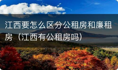 江西要怎么区分公租房和廉租房（江西有公租房吗）