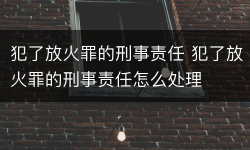 犯了放火罪的刑事责任 犯了放火罪的刑事责任怎么处理