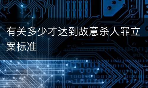 有关多少才达到故意杀人罪立案标准