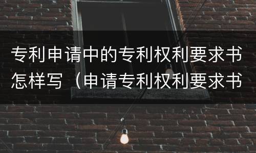 专利申请中的专利权利要求书怎样写（申请专利权利要求书怎么写）
