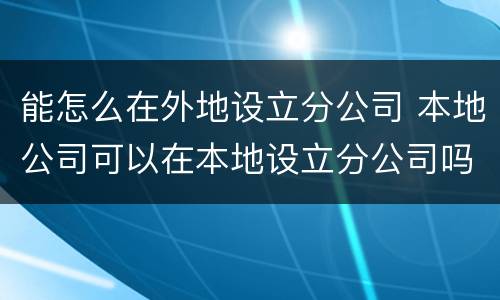 能怎么在外地设立分公司 本地公司可以在本地设立分公司吗