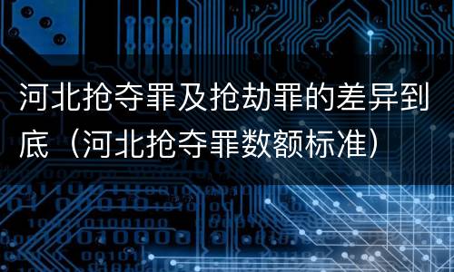 河北抢夺罪及抢劫罪的差异到底（河北抢夺罪数额标准）