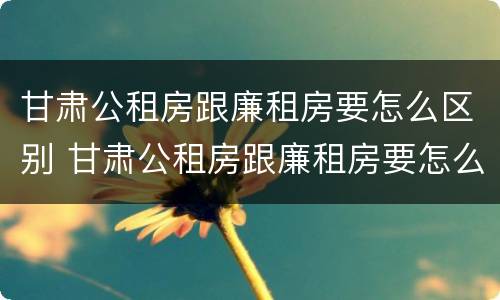 甘肃公租房跟廉租房要怎么区别 甘肃公租房跟廉租房要怎么区别呀