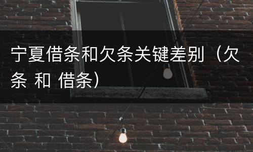 宁夏借条和欠条关键差别（欠条 和 借条）
