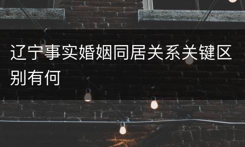 辽宁事实婚姻同居关系关键区别有何