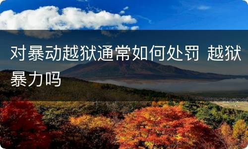 对暴动越狱通常如何处罚 越狱暴力吗