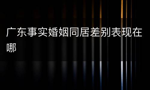 广东事实婚姻同居差别表现在哪