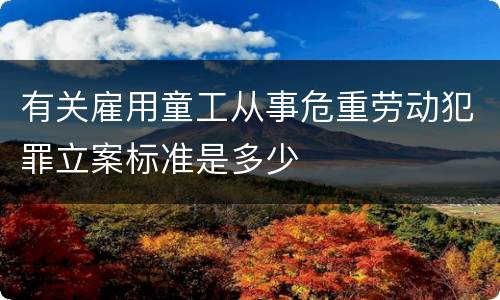 有关雇用童工从事危重劳动犯罪立案标准是多少
