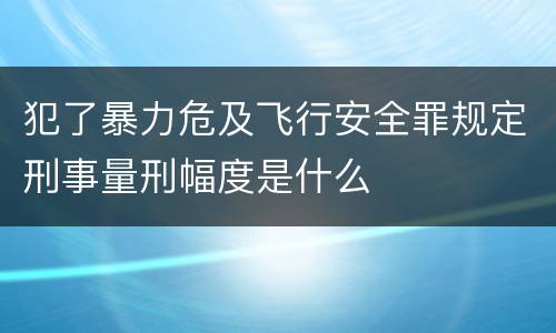 犯了暴力危及飞行安全罪规定刑事量刑幅度是什么