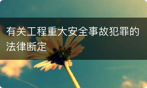 有关工程重大安全事故犯罪的法律断定