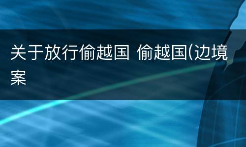 关于放行偷越国 偷越国(边境案