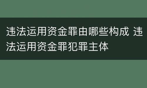违法运用资金罪由哪些构成 违法运用资金罪犯罪主体