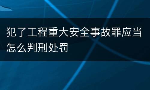 犯了工程重大安全事故罪应当怎么判刑处罚