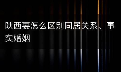 陕西要怎么区别同居关系、事实婚姻