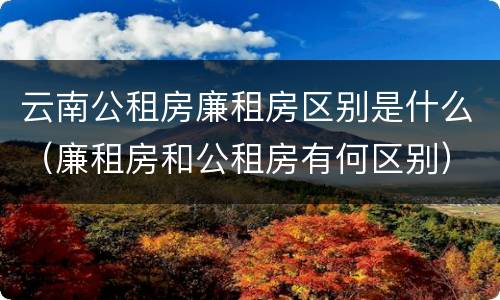 云南公租房廉租房区别是什么（廉租房和公租房有何区别）