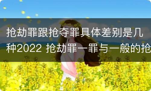 抢劫罪跟抢夺罪具体差别是几种2022 抢劫罪一罪与一般的抢劫罪区别