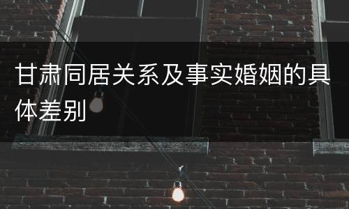 甘肃同居关系及事实婚姻的具体差别