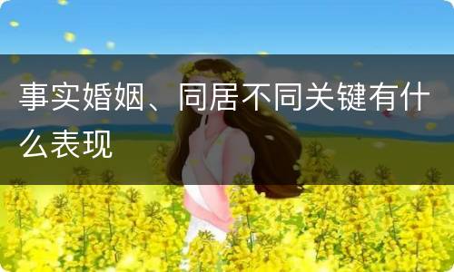 事实婚姻、同居不同关键有什么表现