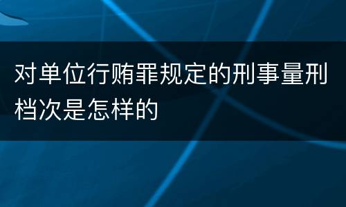 对单位行贿罪规定的刑事量刑档次是怎样的