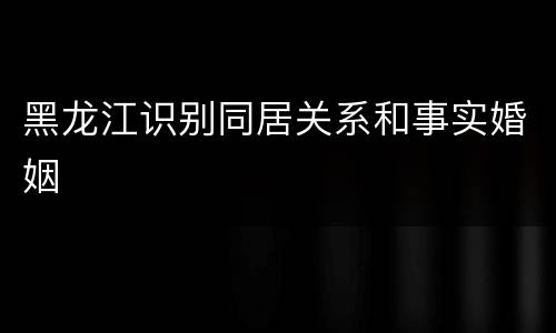 黑龙江识别同居关系和事实婚姻