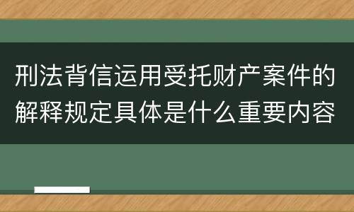 刑法背信运用受托财产案件的解释规定具体是什么重要内容