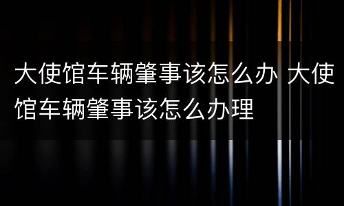 大使馆车辆肇事该怎么办 大使馆车辆肇事该怎么办理
