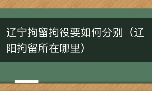 辽宁拘留拘役要如何分别（辽阳拘留所在哪里）