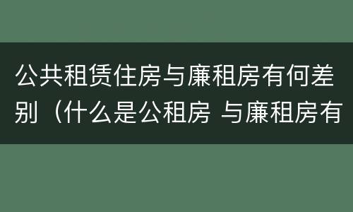 公共租赁住房与廉租房有何差别（什么是公租房 与廉租房有什么区别?）