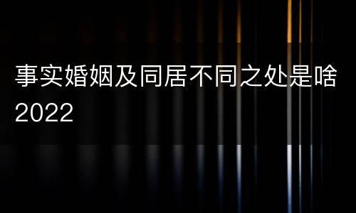 事实婚姻及同居不同之处是啥2022