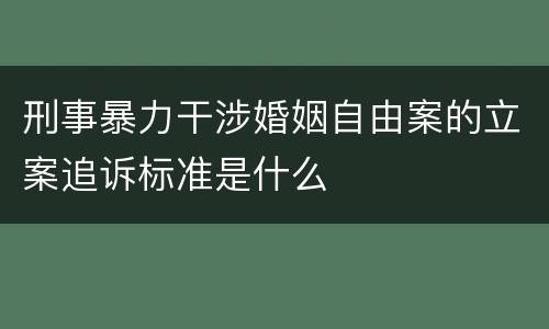 刑事暴力干涉婚姻自由案的立案追诉标准是什么