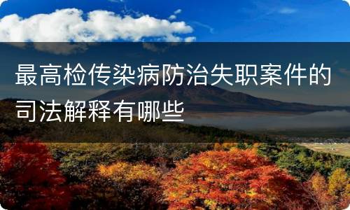 最高检传染病防治失职案件的司法解释有哪些